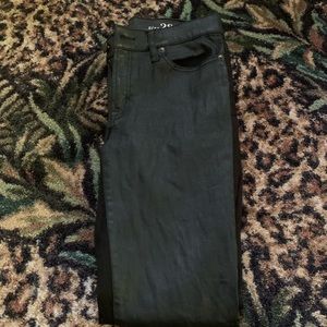 J Crew black faux leather front toothpick jeans